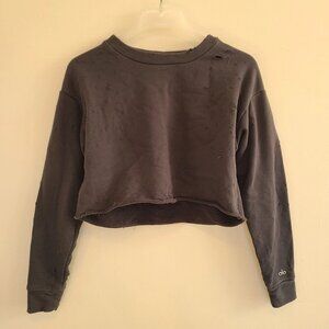 Alo Yoga Women’s Cropped Sweatshirt Distressed